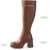imageAnkis Knee High Boots Platform Boots for Women Chunky Heel Side Zipper Long GOGO BootsBrown