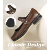 imageAnkis Mary Jane Shoes Women Pumps Comfortable Dress Shoes for Women Square Toe Wedding Shoes Low Short Block Chunky Thick HeelsBrown Pu