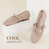 imageAnkis Mesh Ballet Flats for Women Black Mesh Flats Buckle Strap Mary Jane Ballerina Flats Womens Fishnet Flat Sandals Shoes for Dressy SummerNude