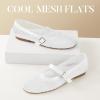 imageAnkis Mesh Ballet Flats for Women Black Mesh Flats Buckle Strap Mary Jane Ballerina Flats Womens Fishnet Flat Sandals Shoes for Dressy SummerWhite