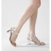 imageAnkis Nude Black Heels 25 Block Chunky White Clear Silver Heel Dressy Open Toe Heels For Women Ankle Strap Low Short Thick Strappy Dress Comfortable Sandal Casual Party Wedding Event Summer ShoesSilver Pu