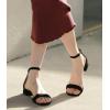 imageAnkis Nude Black White Women Sandals Dressy 1 Inch Low Block Heel Strappy Open Toe Flat Casual Sandals for Women Comfortable Adjustable Ankle Strap Shoes Wedding Summer 2024Black Suede