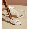 imageAnkis Nude Black White Women Sandals Dressy 1 Inch Low Block Heel Strappy Open Toe Flat Casual Sandals for Women Comfortable Adjustable Ankle Strap Shoes Wedding Summer 2024White Pu