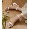 imageAnkis Nude Black White Women Sandals Dressy 1 Inch Low Block Heel Strappy Open Toe Flat Casual Sandals for Women Comfortable Adjustable Ankle Strap Shoes Wedding Summer 2024White Pu