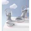 imageAnkis Platform Heels for Women 4 Inches Chunky Heels Sandals for Women Comfy Open Toe Block Heeled Sandals Nude White Silver Gold Black Ankle Strappy HeelsD Silver Glitter