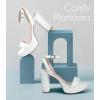 imageAnkis Platform Heels for Women 4 Inches Chunky Heels Sandals for Women Comfy Open Toe Block Heeled Sandals Nude White Silver Gold Black Ankle Strappy HeelsC White Pu