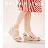 imageAnkis Platform Wedge Sandals for Women Black Brown White Nude Espadrille Womens Wedge Sandals Comfortable Open Toe Ankle Strap High Heel Wedges for Women Dressy Summer 34InchWhite Pu