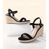 imageAnkis Platform Wedge Sandals for Women Black Brown White Nude Espadrille Womens Wedge Sandals Comfortable Open Toe Ankle Strap High Heel Wedges for Women Dressy Summer 34InchBlack Suede