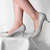 imageAnkis Silver Pumps for Women Comfortable Low Heel Women Pumps Closed Round Toe Dress Shoes for Work Office Wedding Party Prom 25 Inch
