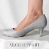 imageAnkis Silver Pumps for Women Comfortable Low Heel Women Pumps Closed Round Toe Dress Shoes for Work Office Wedding Party Prom 25 Inch