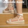 imageAnkis Wedge Sandals for Women Black White Nude Wedge Low Heels Platform Comfortable Padded Insole Slides Open Toe Wedge Sandals Strappy Buckle Ankle Strap Lightweight Casual Dressy Summer Girls