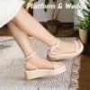 imageAnkis Wedge Sandals for Women Black White Nude Wedge Low Heels Platform Comfortable Padded Insole Slides Open Toe Wedge Sandals Strappy Buckle Ankle Strap Lightweight Casual Dressy Summer Girls