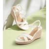 imageAnkis Wedge Sandals for Women Espadrille Womens Wedge Sandals Comfortable Open Toe Cross Band Ankle Strap High Heel Wedges for Women Dressy Summer 34InchWhite Pu