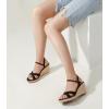 imageAnkis Wedge Sandals for Women Espadrille Womens Wedge Sandals Comfortable Open Toe Cross Band Ankle Strap High Heel Wedges for Women Dressy Summer 34InchBlack Suede