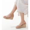 imageAnkis Wedge Sandals for Women Espadrille Womens Wedge Sandals Comfortable Open Toe Cross Band Ankle Strap High Heel Wedges for Women Dressy Summer 34InchNude Nubuck