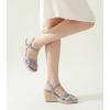 imageAnkis Wedge Sandals for Women Espadrille Womens Wedge Sandals Comfortable Open Toe Cross Band Ankle Strap High Heel Wedges for Women Dressy Summer 34InchDenim