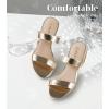 imageAnkis Women Black White Nude Clear Heels Sandals  1 Inch Heels for Women Low Chunky Block Heels Comfortable Two Strap Open Toe Flat Sandals Shoe for Dressy Wedding SummerGold Pu