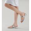 imageAnkis Women Black White Nude Clear Heels Sandals  1 Inch Heels for Women Low Chunky Block Heels Comfortable Two Strap Open Toe Flat Sandals Shoe for Dressy Wedding SummerSilver Pu a