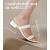 imageAnkis Women Black White Nude Clear Heels Sandals  1 Inch Heels for Women Low Chunky Block Heels Comfortable Two Strap Open Toe Flat Sandals Shoe for Dressy Wedding SummerWhite Pu