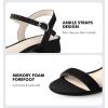 imageAnkis Women Nude Black White Sandals for Women Low Heel 1 Inch Dressy Sandal Ankle Strap Open Toe Block Short Heeled Summer Classic Comfortable Graduation Holiday Party Casual Flat Shoes 2025Black Suede