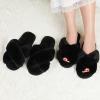 imageAnkis Womens Fuzzy Cozy Soft Slippers  2 Pairs Cross Band Open Toe Nonslip IndoorOutdoor SlippersBlack