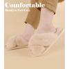 imageAnkis Womens Fuzzy Cozy Soft Slippers  2 Pairs Cross Band Open Toe Nonslip IndoorOutdoor SlippersCamel