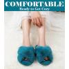 imageAnkis Womens Fuzzy Cozy Soft Slippers  2 Pairs Cross Band Open Toe Nonslip IndoorOutdoor SlippersGreen