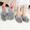 imageAnkis Womens Fuzzy Cozy Soft Slippers  2 Pairs Cross Band Open Toe Nonslip IndoorOutdoor SlippersGrey