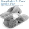 imageAnkis Womens Fuzzy Cozy Soft Slippers  2 Pairs Cross Band Open Toe Nonslip IndoorOutdoor SlippersGrey