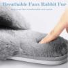 imageAnkis Womens Fuzzy Cozy Soft Slippers  2 Pairs Cross Band Open Toe Nonslip IndoorOutdoor SlippersGrey
