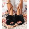 imageAnkis Womens Fuzzy Memory Foam Slippers Cross Band Cozy Plush Home Slippers Fluffy Furry Open Toe House Shoes Indoor Outdoor Slide SlipperBlack