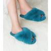 imageAnkis Womens Fuzzy Memory Foam Slippers Cross Band Cozy Plush Home Slippers Fluffy Furry Open Toe House Shoes Indoor Outdoor Slide SlipperGreen