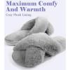 imageAnkis Womens Fuzzy Memory Foam Slippers Cross Band Cozy Plush Home Slippers Fluffy Furry Open Toe House Shoes Indoor Outdoor Slide SlipperGrey