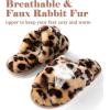 imageAnkis Womens Fuzzy Memory Foam Slippers Cross Band Cozy Plush Home Slippers Fluffy Furry Open Toe House Shoes Indoor Outdoor Slide SlipperLeopard Brown