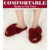 imageAnkis Womens Fuzzy Memory Foam Slippers Cross Band Cozy Plush Home Slippers Fluffy Furry Open Toe House Shoes Indoor Outdoor Slide SlipperRed