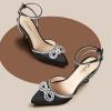 imageAnkis Womens Rhinestone Bow Heels Closed Toe Pumps Strappy Heels for WomenBlack Satin