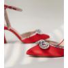 imageAnkis Womens Rhinestone Bow Heels Closed Toe Pumps Strappy Heels for WomenRed Stain