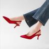 imageAnkis Womens Slingback Kitten Heels Closed Pointed Toe Pumps Dress Shoes Party Wedding Casual 25inchRed Suede