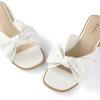 imageWomens White Black Flat Sandals for Women Dressy Comfortable Summer Beach Sandals for Women 2025 Cute Bow Square Open Toe Slip On Slide Sandals Bridal Wedding ShoesWhite