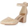 imageAnkis Closed Toe Heels for Women Black Nude Gold Silver Pointed Toe Heels Low Block Chunky Women Pumps with Ankle Strap 225 InchGold Glitter