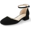 imageAnkis Closed Toe Heels for Women Black Nude White Gold Silver 1 Inch Womens Flats Low Block Heel Women Dress Shoes Womens Pumps Work Shoes with Ankle Strap for Spring FallBlack Nubuck