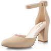imageAnkis Closed Toe Heels for Women Black Nude White Silver Gold Womens Heels Closed Round Toe Chunky Block Pumps Shoes 3 InchNude Nubuck