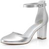 imageAnkis Closed Toe Heels for Women Black Nude White Silver Gold Womens Heels Closed Round Toe Chunky Block Pumps Shoes 3 InchSilver