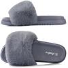 imageAnkis Grey Fur SlidesCute Chic Versatile Pretty Soft Platform Slides Open Toe Nonslip Womens House Fluffy Slippers Fuzzy Slippers for Women Indoor Outdoor All Seasons