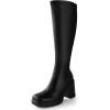 imageAnkis Knee High Boots Platform Boots for Women Chunky Heel Side Zipper Long GOGO BootsBlack Pu
