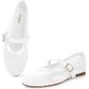 imageAnkis Mesh Ballet Flats for Women Black Mesh Flats Buckle Strap Mary Jane Ballerina Flats Womens Fishnet Flat Sandals Shoes for Dressy SummerWhite