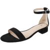 imageAnkis Nude Black White Women Sandals Dressy 1 Inch Low Block Heel Strappy Open Toe Flat Casual Sandals for Women Comfortable Adjustable Ankle Strap Shoes Wedding Summer 2024Black Suede