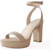imageAnkis Platform Heels for Women 4 Inches Chunky Heels Sandals for Women Comfy Open Toe Block Heeled Sandals Nude White Silver Gold Black Ankle Strappy HeelsNude Nubuck