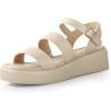 imageAnkis Platform Sandals Two Bands Open Toe Heeled Sandals with Adjustable Ankle Strap Comfortable and Lightweight Wedge Shoes in SummerNude Pu