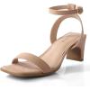 imageAnkis Square Toe Heels for Women  Nude Silver Black Clear Heels Open Toe Ankle Strap Block Chunky Low Heeled Sandal Comfortable Wedding Dress Heel Sandals Standard Size 225 Inches Heel Design